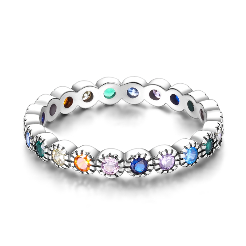 Women's Elegant Round Colored Zirconia Ring, Everyday Wear